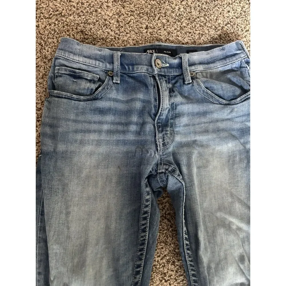 BKE Men’s Blue Slim Fit Light Wash Stretch Denim Jeans Low Rise 5-Pocket
